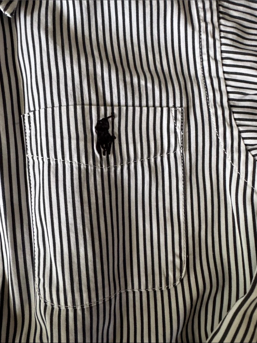 Ralph Lauren Boys Black and White Striped Button-Down Shirt